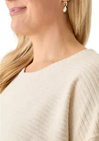 Plus Long Drop Shoulder Sleeve Crew Neck Top