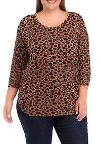 Plus Pleated Printed Back Knit Top
