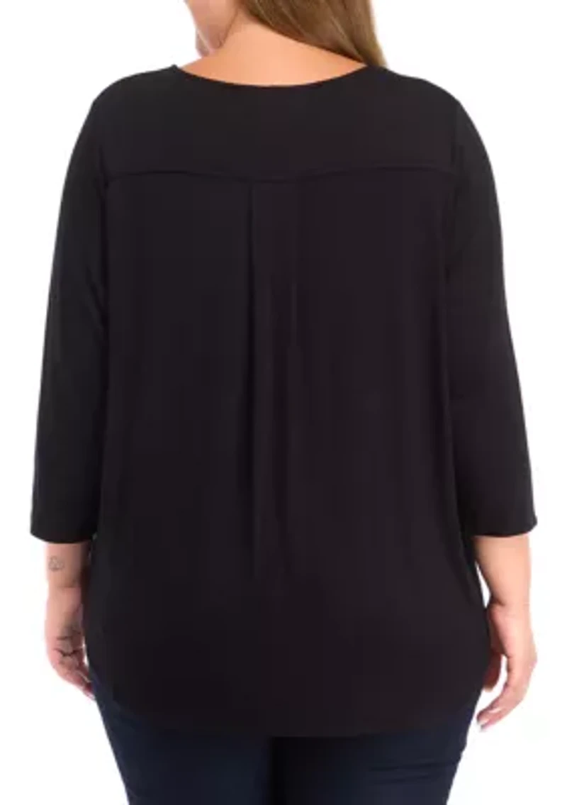 Plus Pleated Back Knit Top