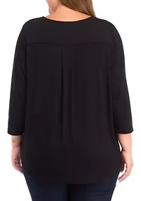 Plus Pleated Back Knit Top
