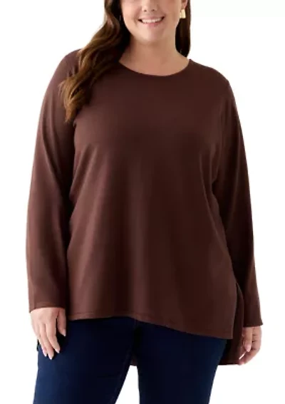 Plus Crew Pleatback Sweater