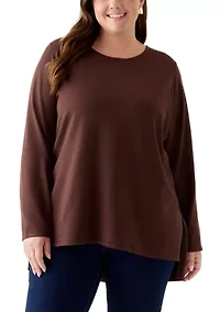 Plus Crew Pleatback Sweater