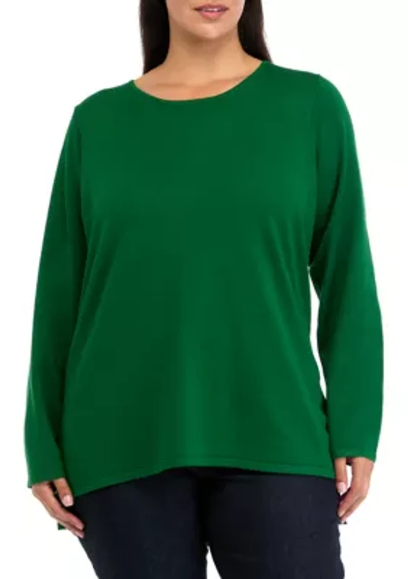 Plus Crew Pleatback Sweater