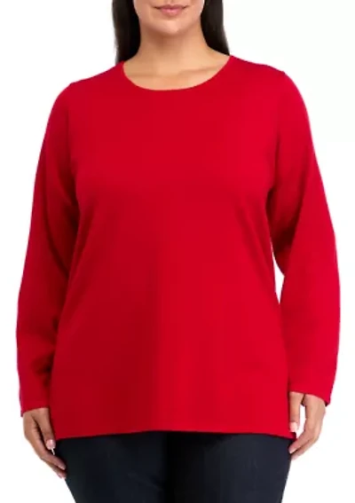 Plus Crew Pleatback Sweater