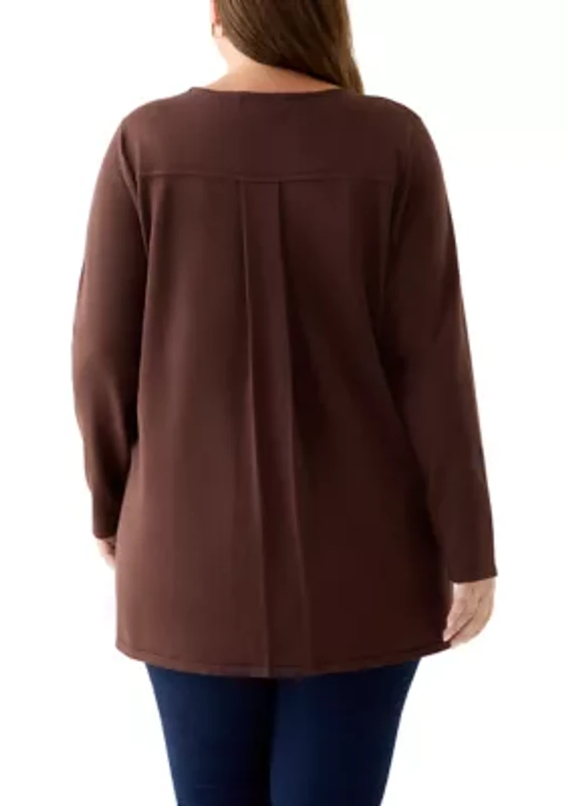 Plus Crew Pleatback Sweater