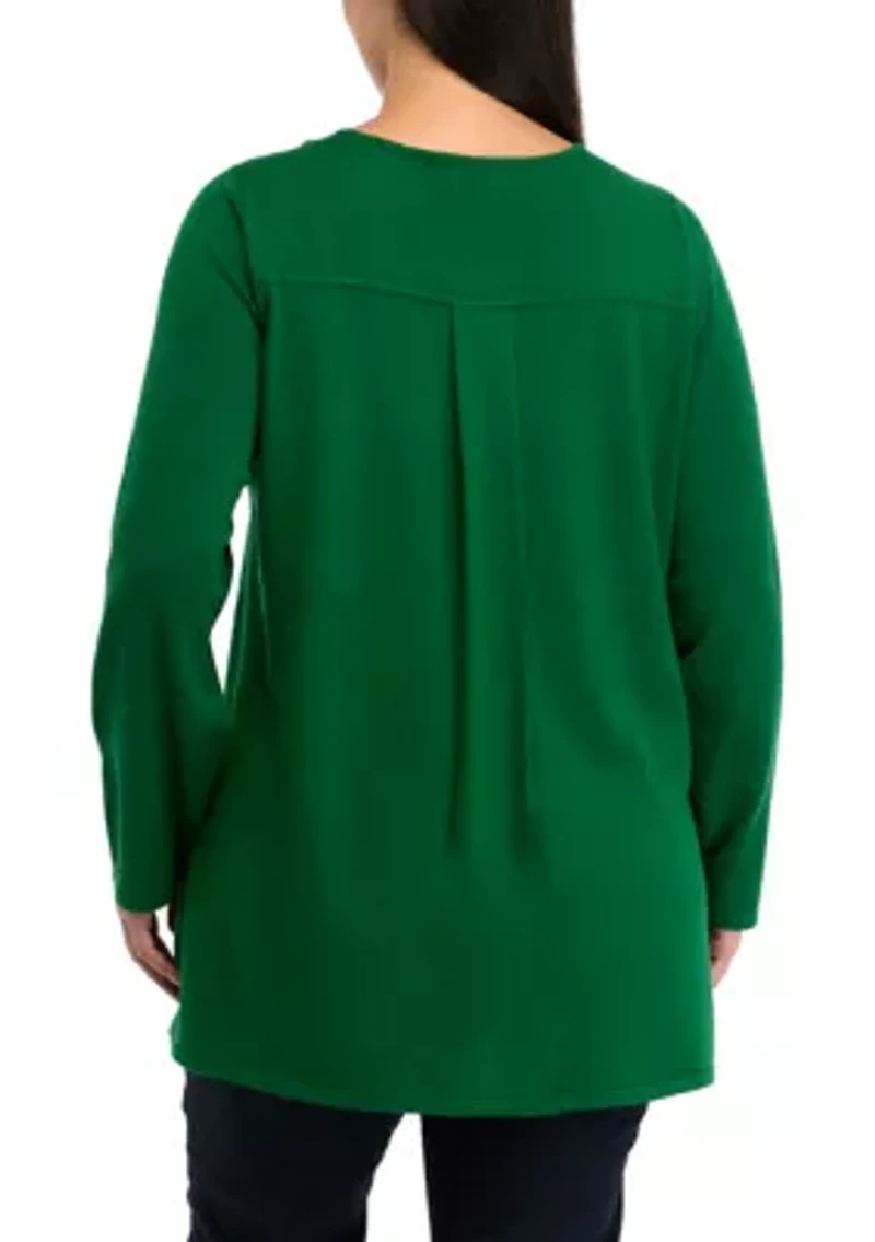 Plus Crew Pleatback Sweater