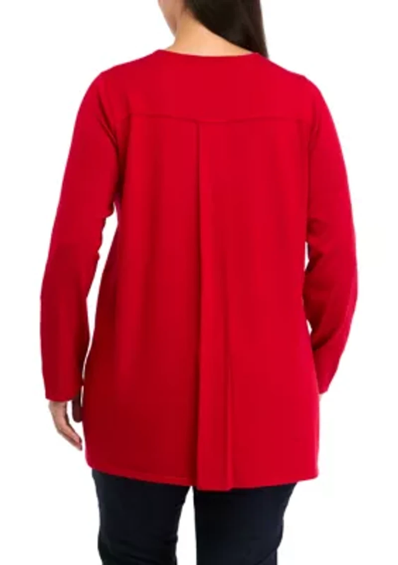 Plus Crew Pleatback Sweater