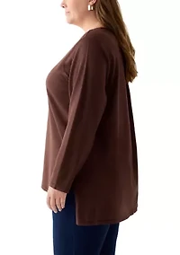 Plus Crew Pleatback Sweater