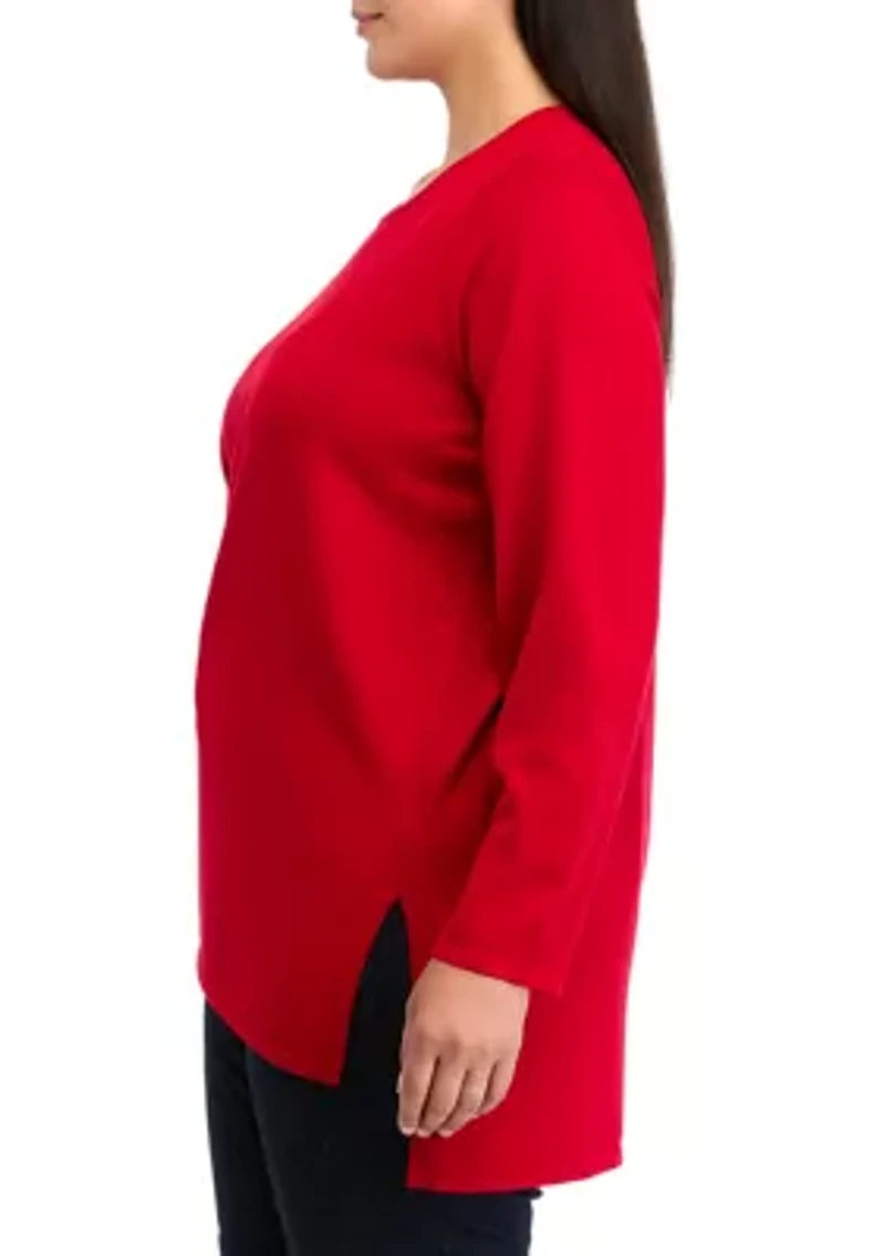 Plus Crew Pleatback Sweater