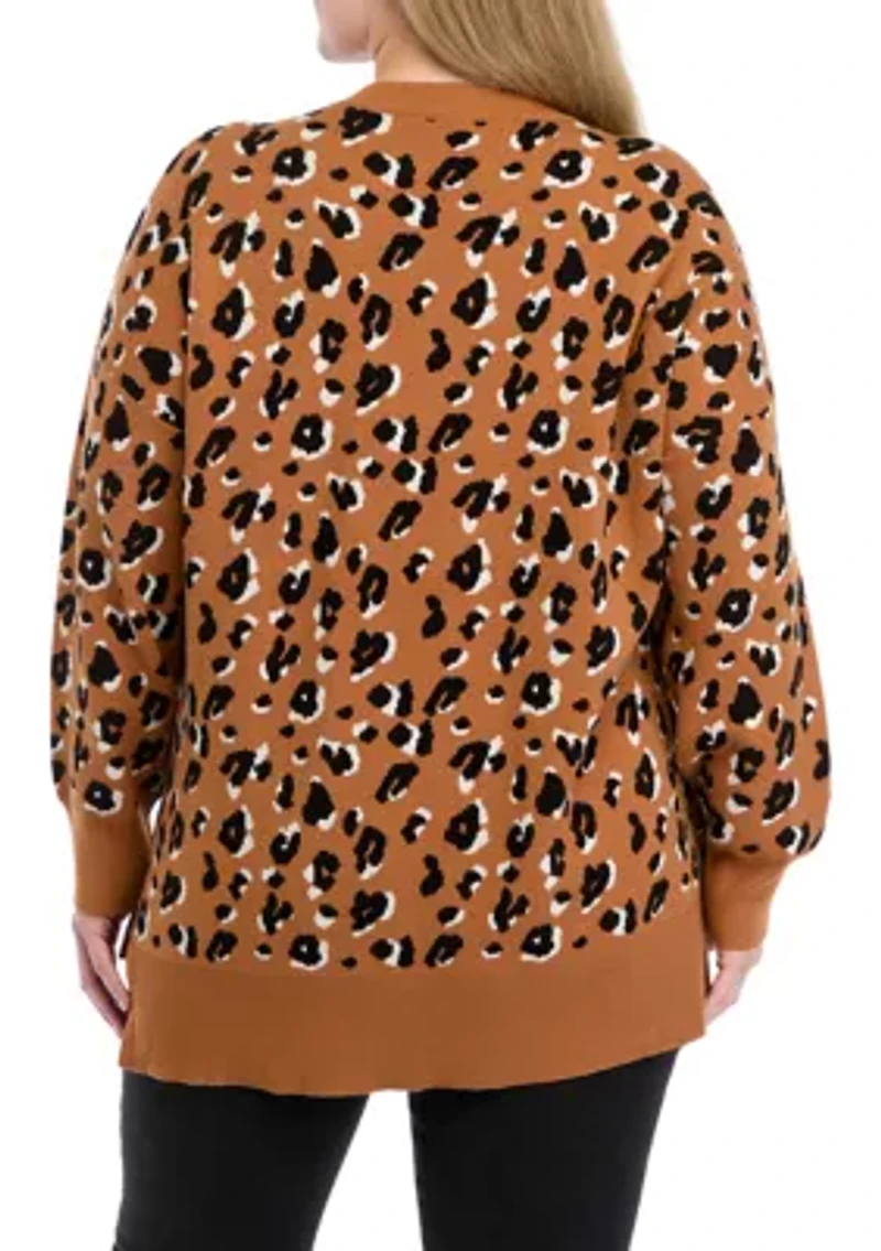 Plus Printed V-Neck Sweater