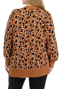 Plus Printed V-Neck Sweater