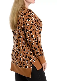 Plus Printed V-Neck Sweater
