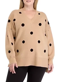 Plus Printed V-Neck Sweater