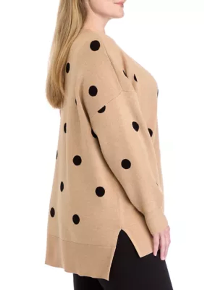 Plus Printed V-Neck Sweater