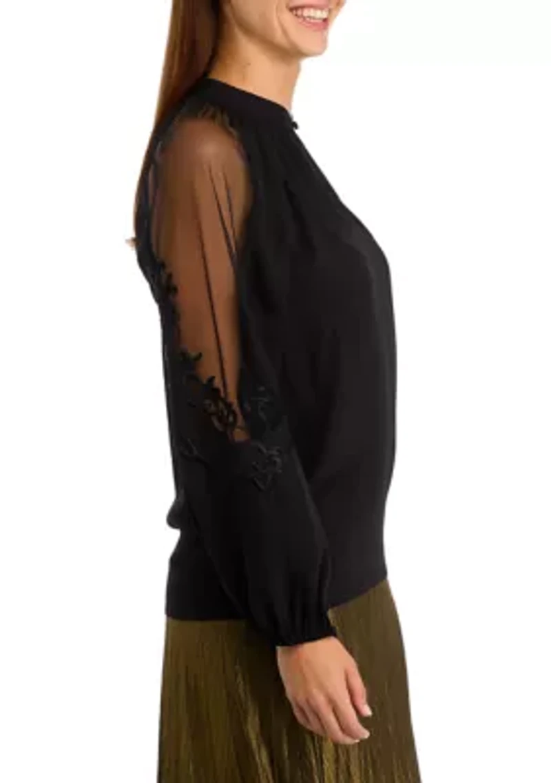 Women's Long Sleeve Split Neck Blouse