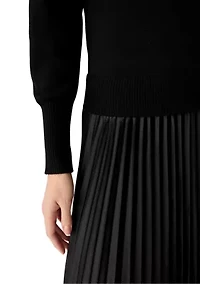 Women's Drop Shoulder Mock Neck Midi Sweater Dress