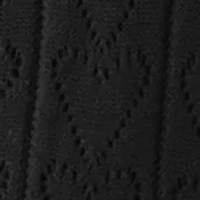 Women's Short Sleeve Scallop Neck Heart Pointelle Sweater