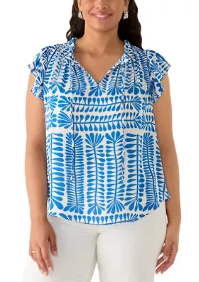Plus Flutter Sleeve Top