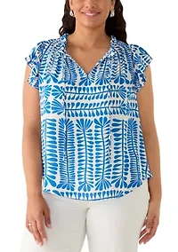 Plus Flutter Sleeve Top
