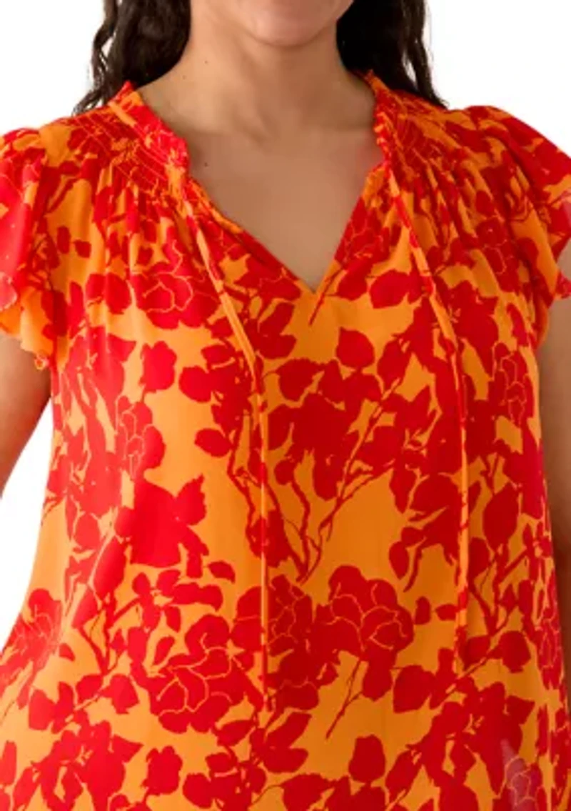 Plus Short Flutter Sleeve Top