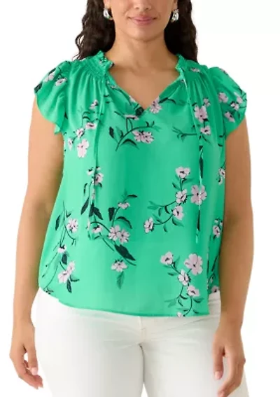 Plus Short Flutter Sleeve Top