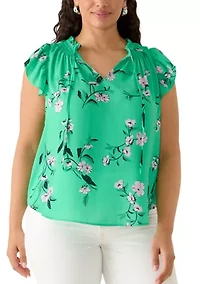 Plus Short Flutter Sleeve Top
