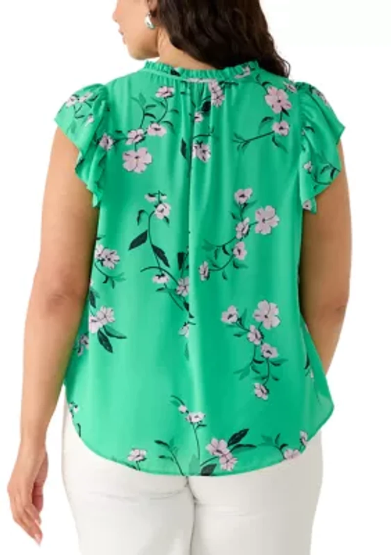 Plus Short Flutter Sleeve Top