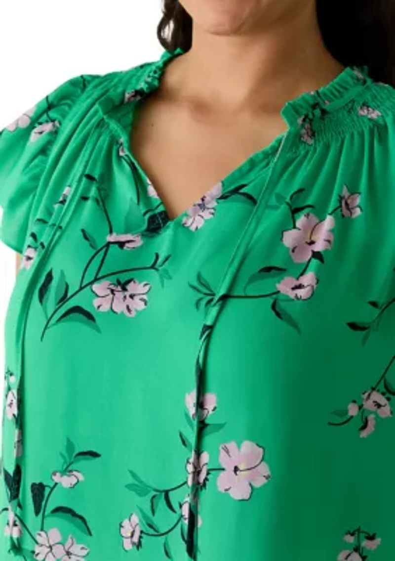 Plus Short Flutter Sleeve Top