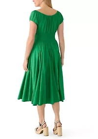 Women's Pleated Peasant Maxi Dress