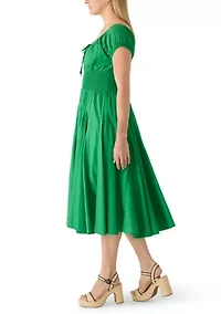 Women's Pleated Peasant Maxi Dress