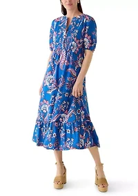 Women's Flounce Hem Paisley Midi Dress