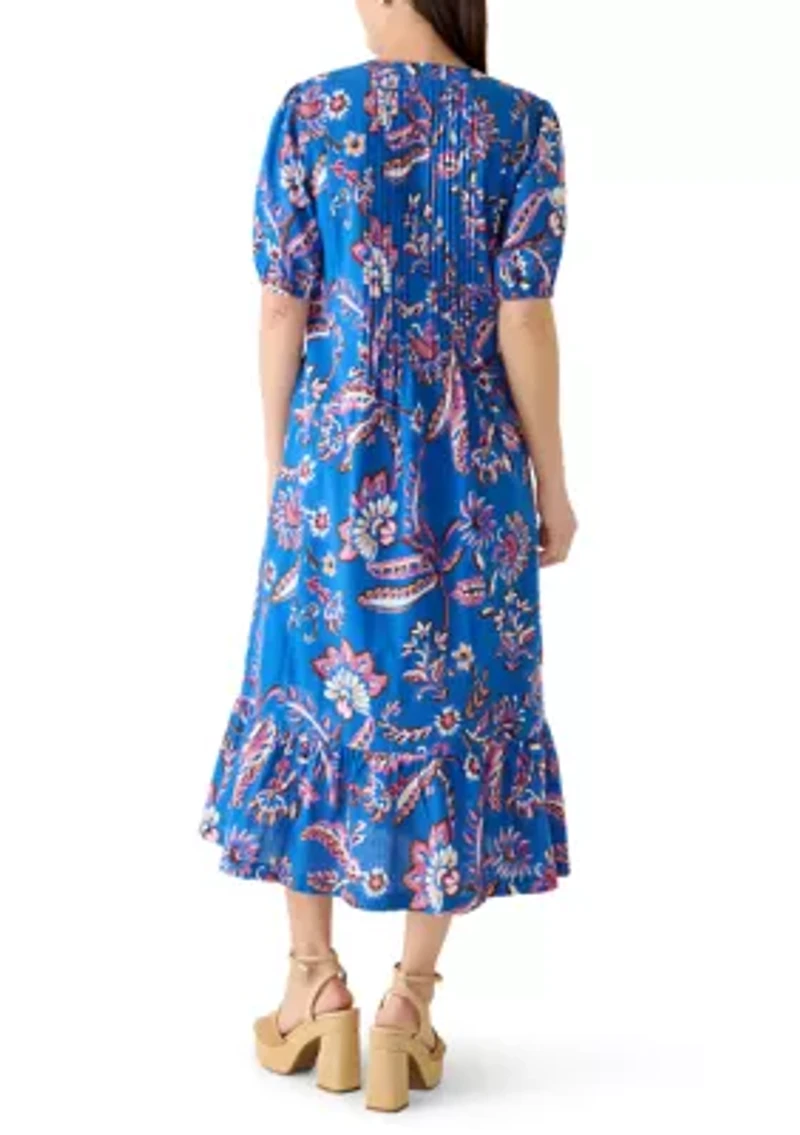 Women's Flounce Hem Paisley Midi Dress