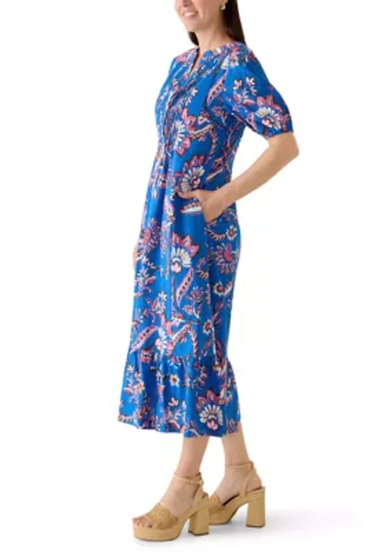 Women's Flounce Hem Paisley Midi Dress