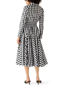 Women's Gingham Pleated Shirtdress