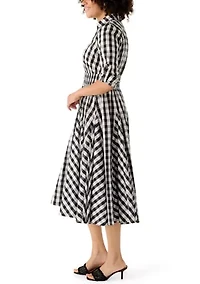 Women's Gingham Pleated Shirtdress