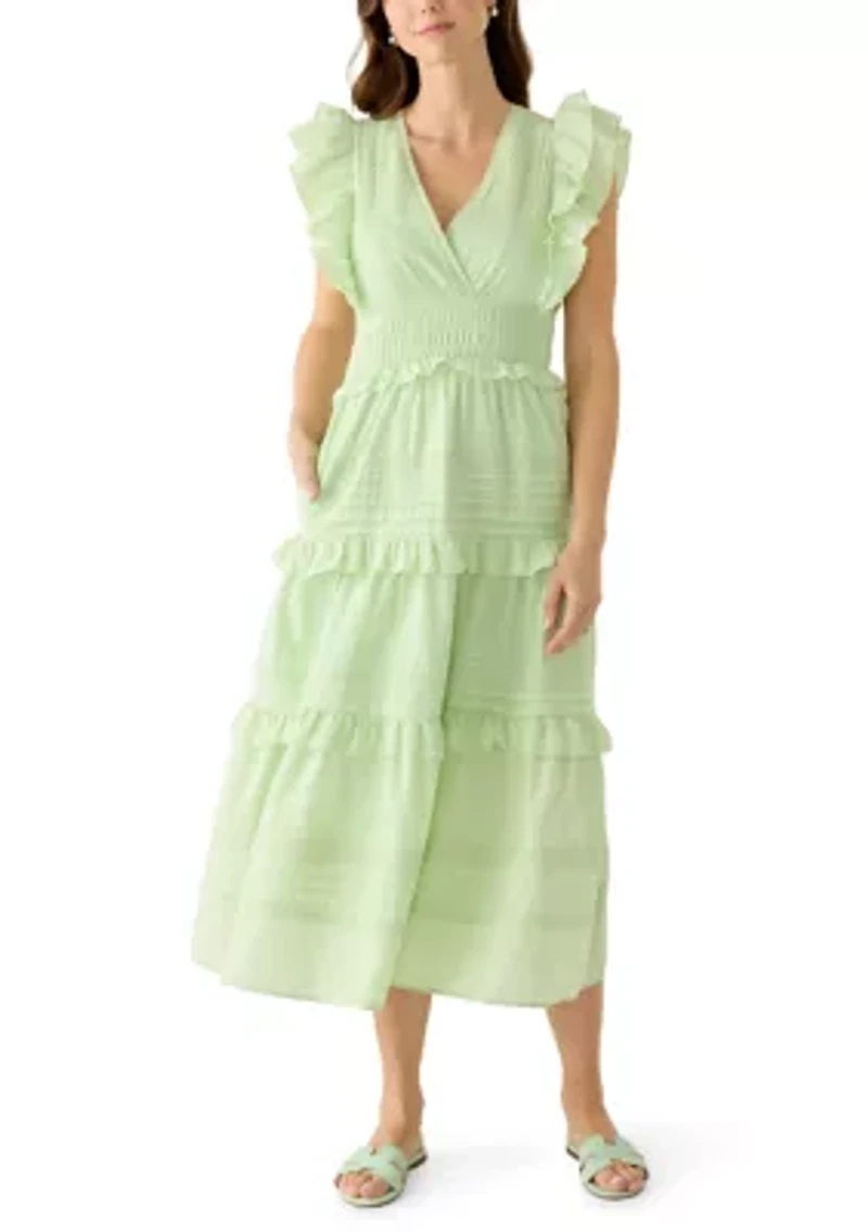 Women's Flutter Sleeve Tiered Dress