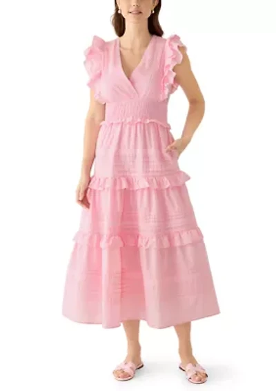 Women's Flutter Sleeve Tiered Dress