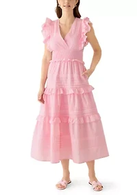 Women's Flutter Sleeve Tiered Dress