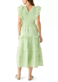 Women's Flutter Sleeve Tiered Dress