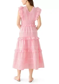 Women's Flutter Sleeve Tiered Dress