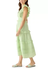 Women's Flutter Sleeve Tiered Dress