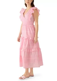 Women's Flutter Sleeve Tiered Dress