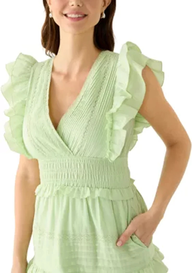 Women's Flutter Sleeve Tiered Dress