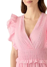 Women's Flutter Sleeve Tiered Dress