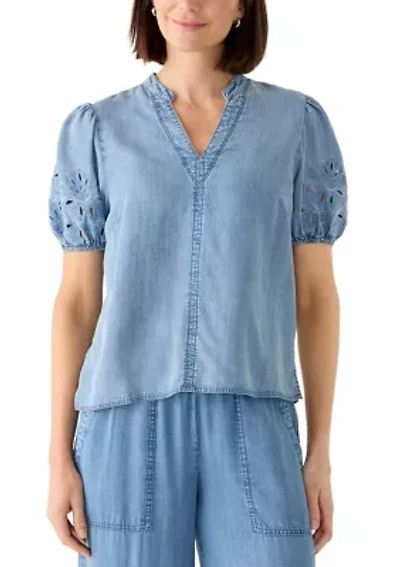 Women's Cutout Split Neck Top