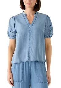 Women's Cutout Split Neck Top