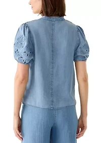 Women's Cutout Split Neck Top