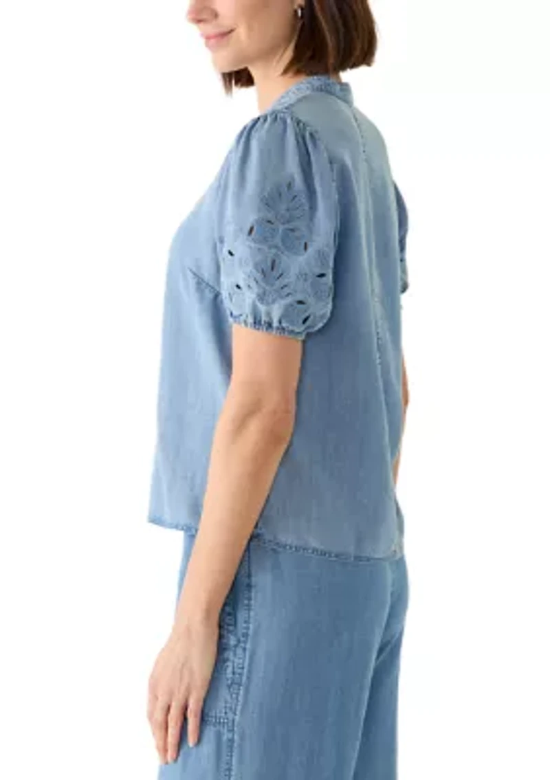 Women's Cutout Split Neck Top