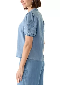 Women's Cutout Split Neck Top