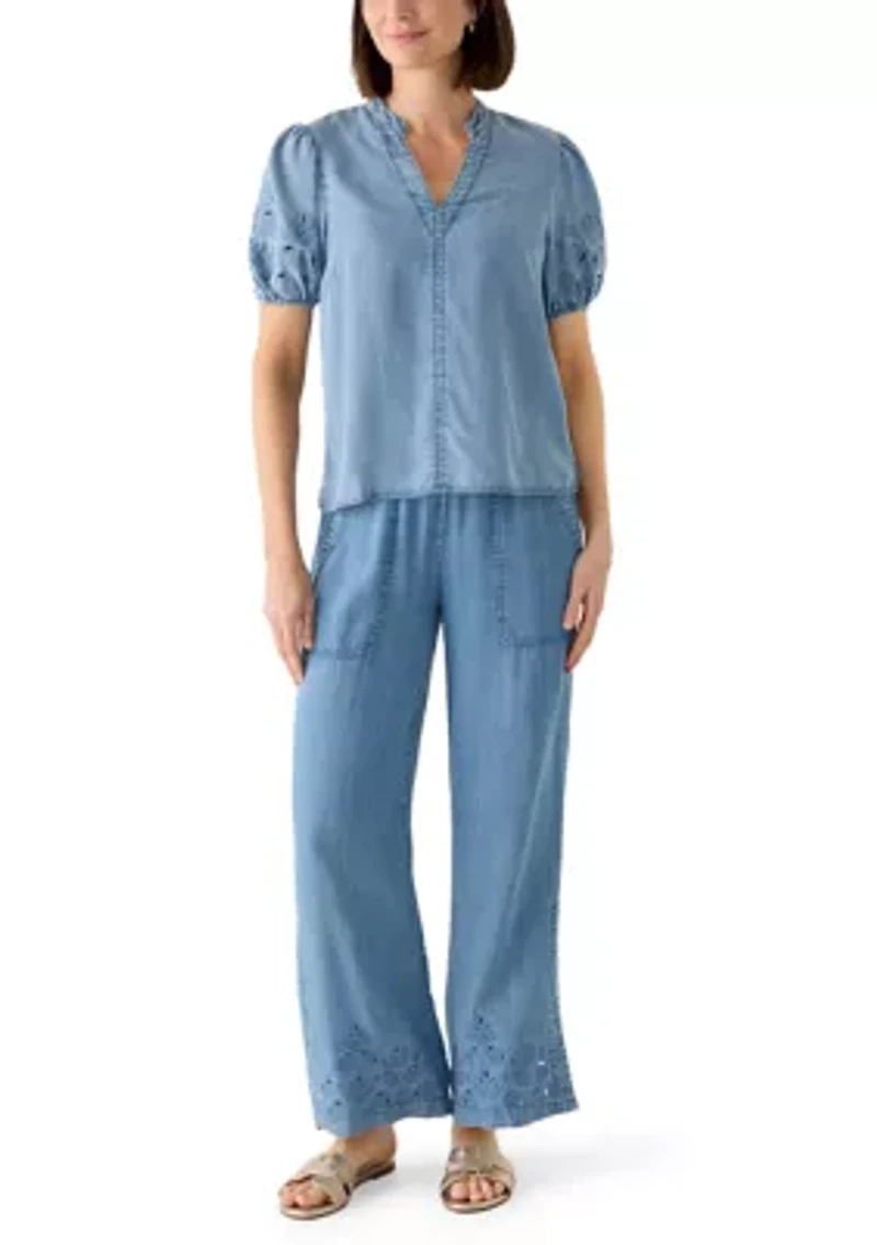 Women's Cutout Split Neck Top